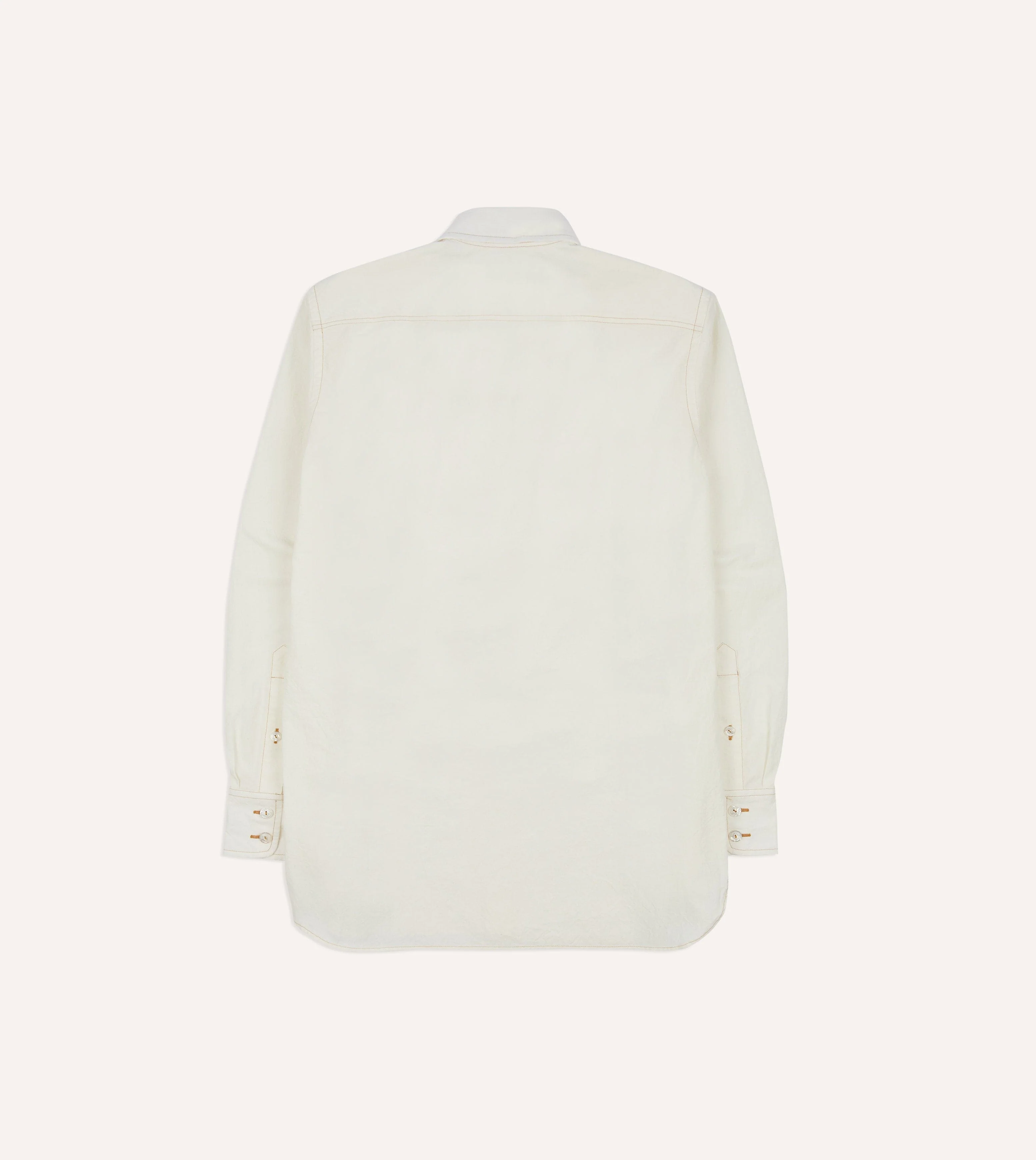 White Cotton-Linen Two-Pocket Work Shirt - Image 7