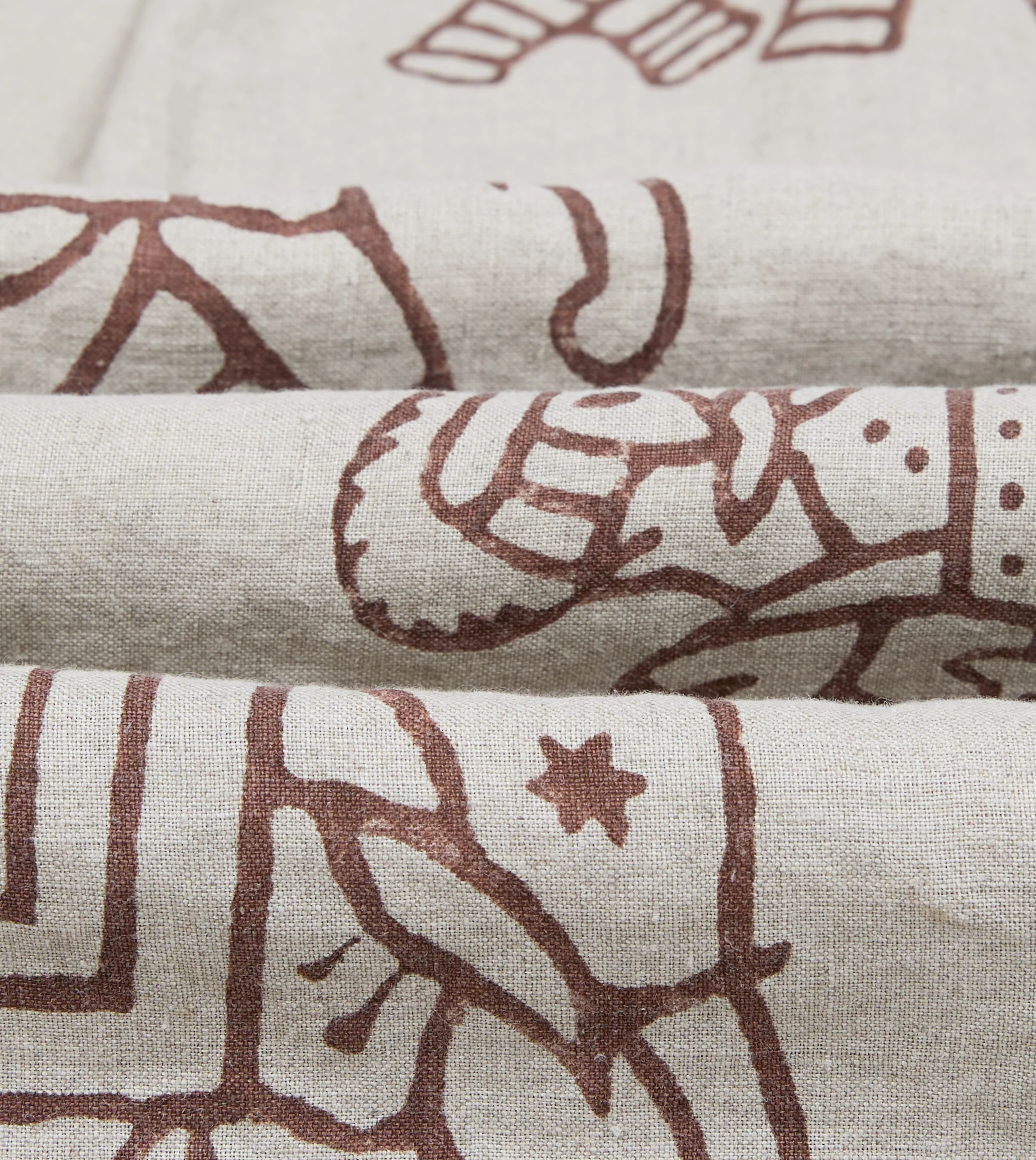 White Elephant Block Print Linen Camp Collar Long Sleeve Shirt - Image 2