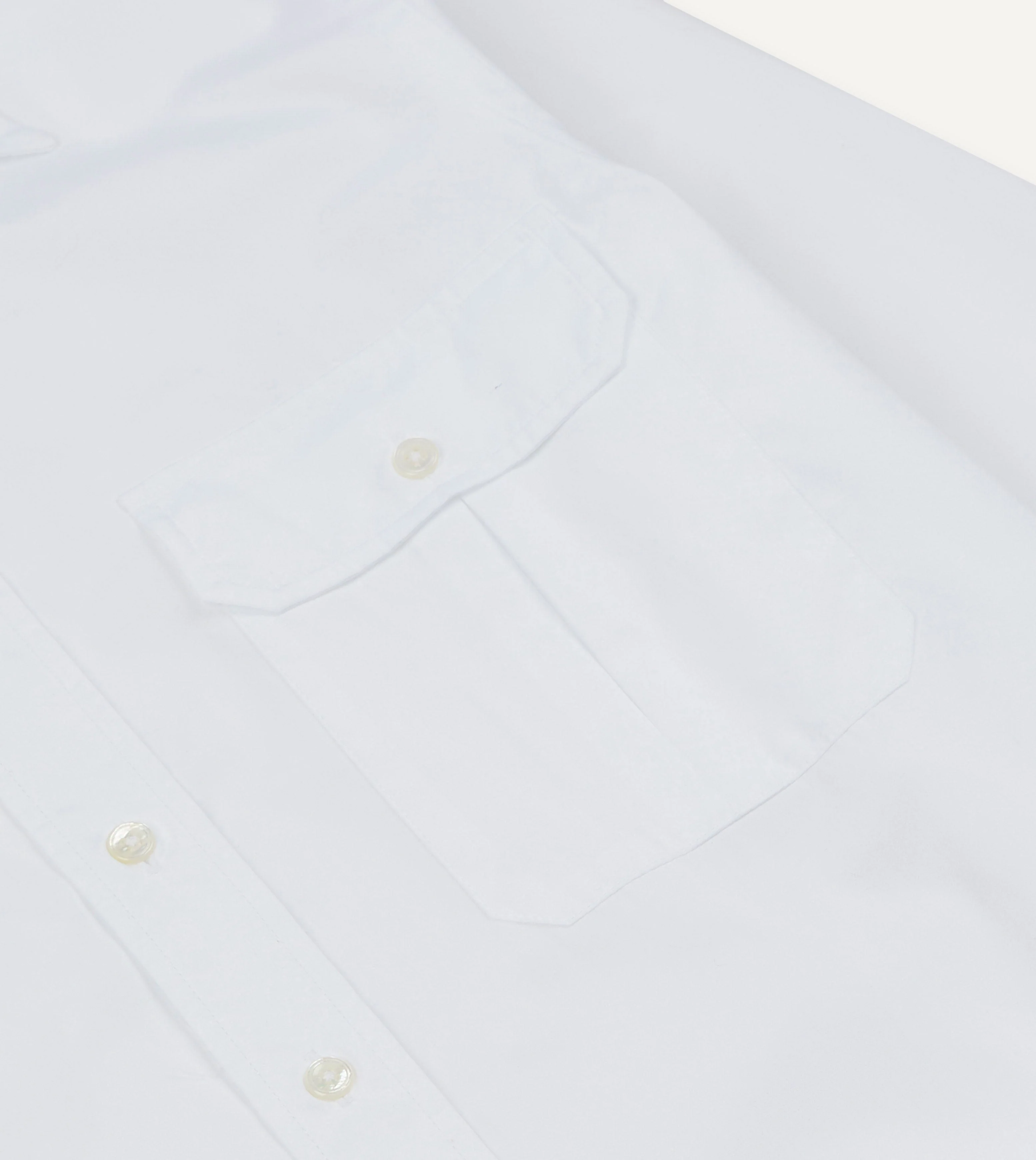 White Long Point Collar Flap Pocket Poplin Shirt - Image 4