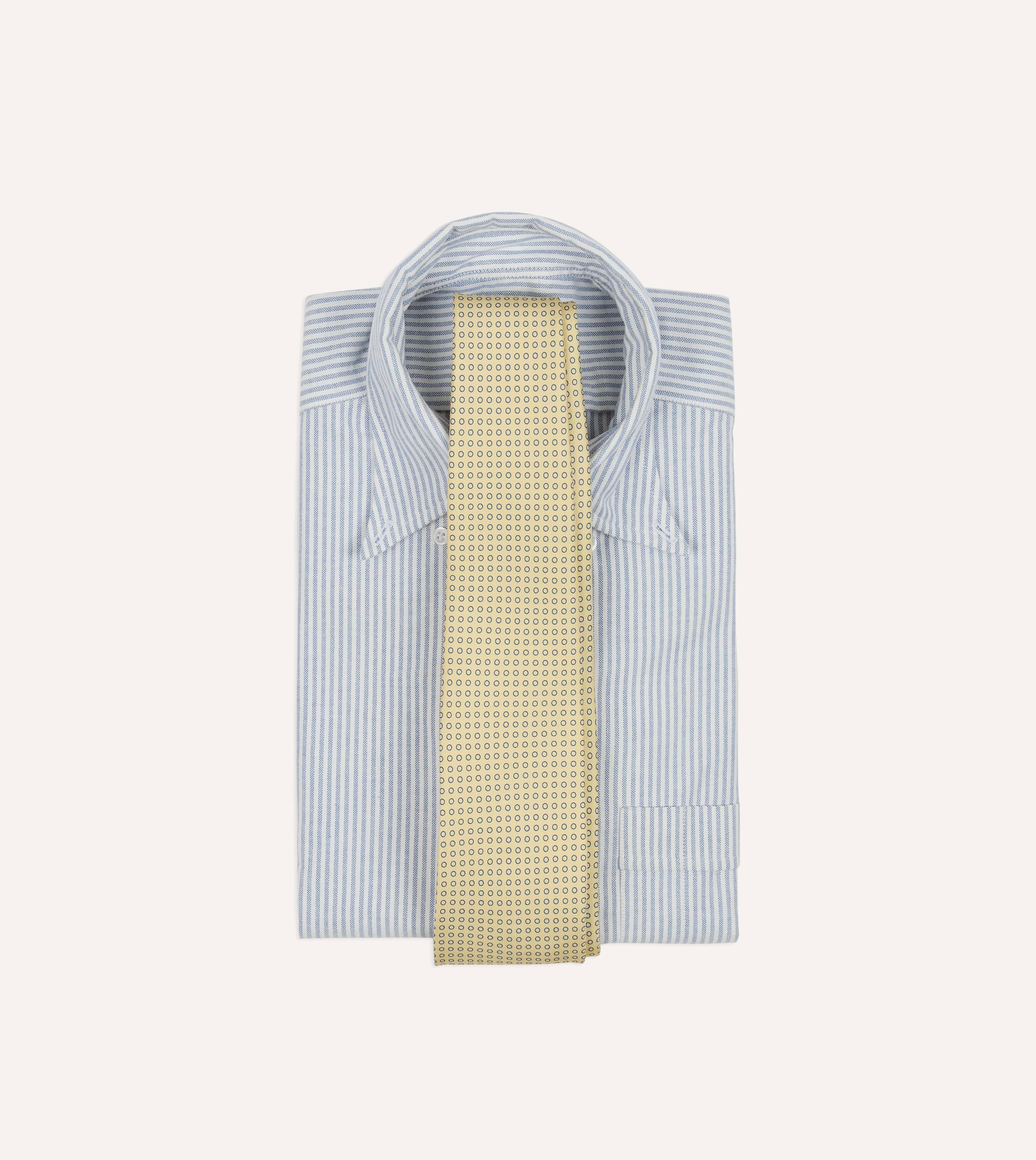 Yellow Mini Circle Print Silk Self-Tipped Tie - Image 2