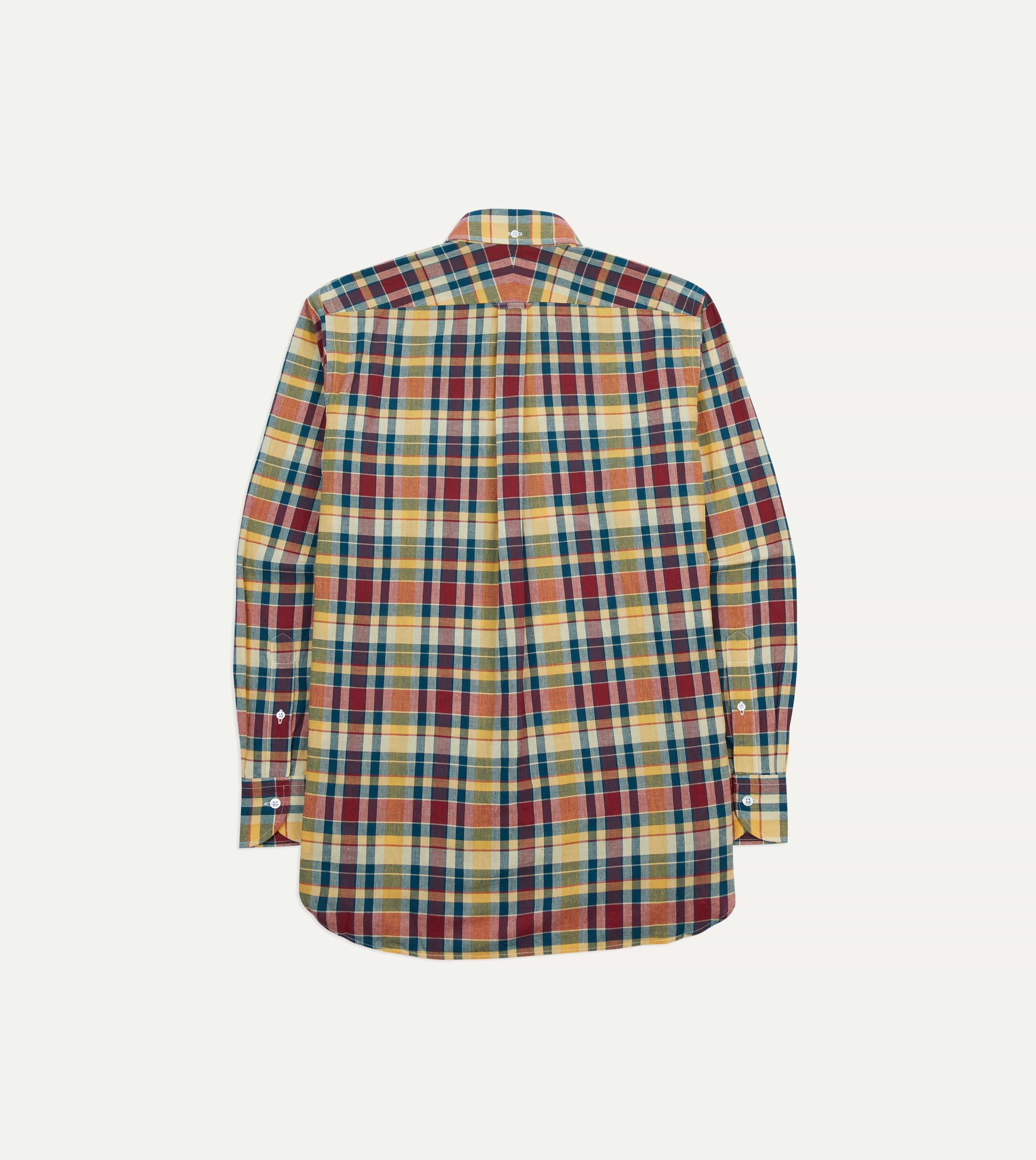 Yellow, Red and Blue Madras Check Cotton Button-Down Shirt - Image 6